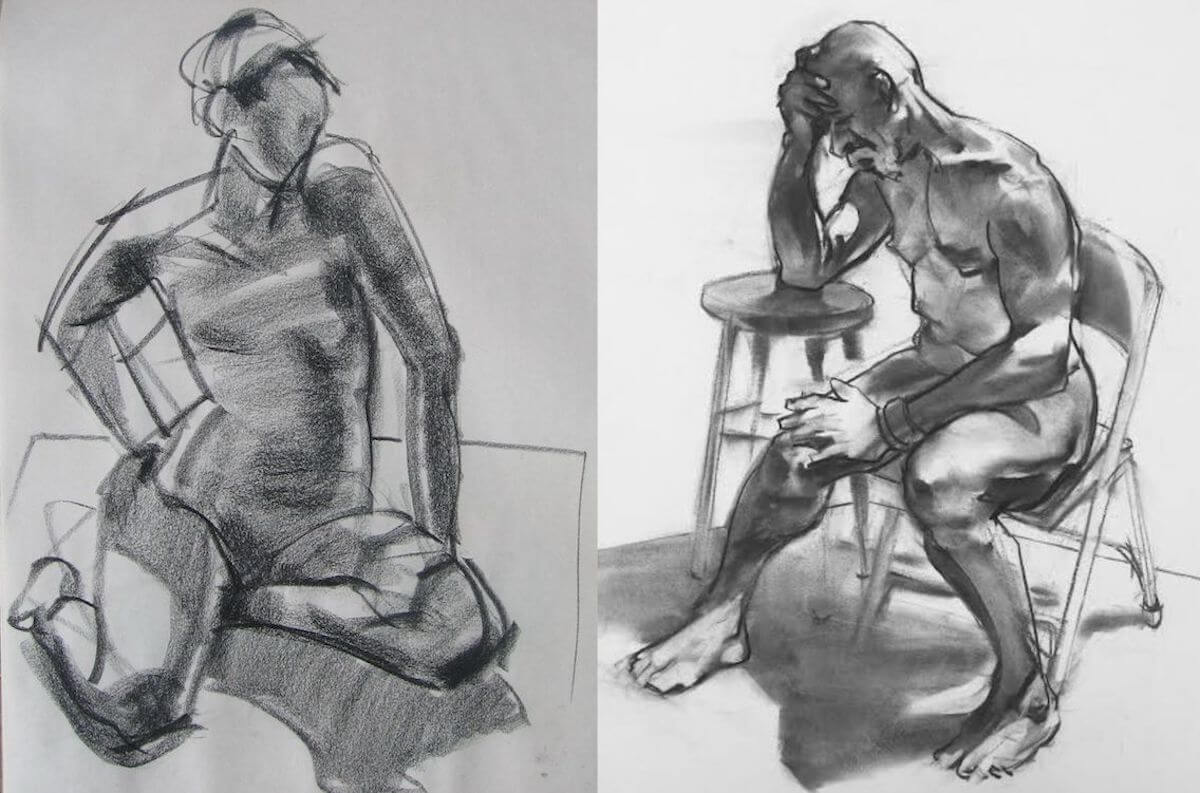 Life Drawing Sketches from Jennifer Clapp, Missing Him, 2018 and Red Small 2012 (1)